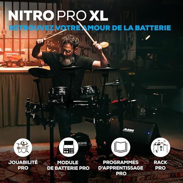 Découvrez notre test de la batterie électronique Alesis Nitro Pro XL : 500 sons de qualité, pads silencieux pour une expérience optimale.