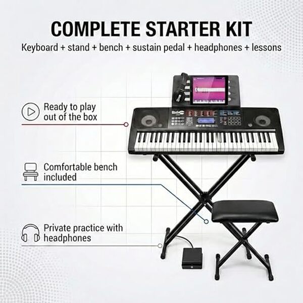 Découvrez notre test détaillé du kit piano RockJam 61 touches. Polyvalence, accessoires inclus et performances : tout ce qu'il faut savoir avant d'acheter. 
