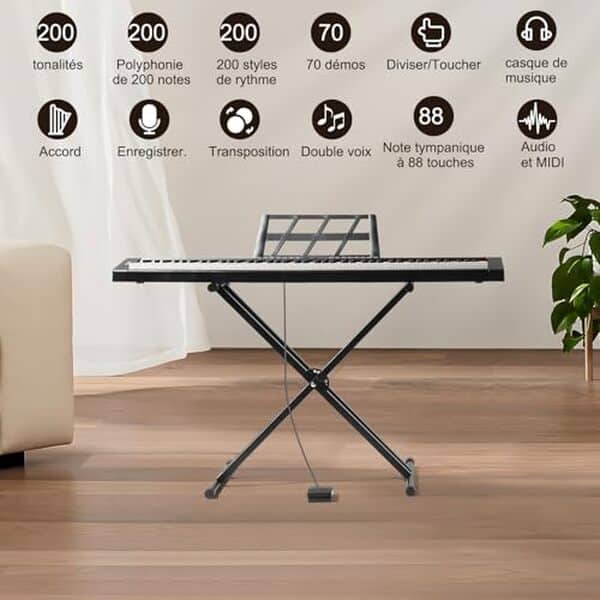 Découvrez notre test détaillé du piano numérique Bonnlo 88 touches avec clavier semi-lesté et Bluetooth. Caractéristiques, performances et avis pour bien choisir votre instrument de musique. 