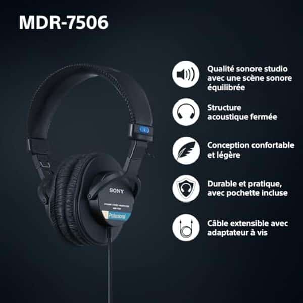 Découvrez notre test complet du Sony MDR-7506 : casque de studio performant, léger et confortable. Idéal pour les professionnels de l'audio et la production musicale. 