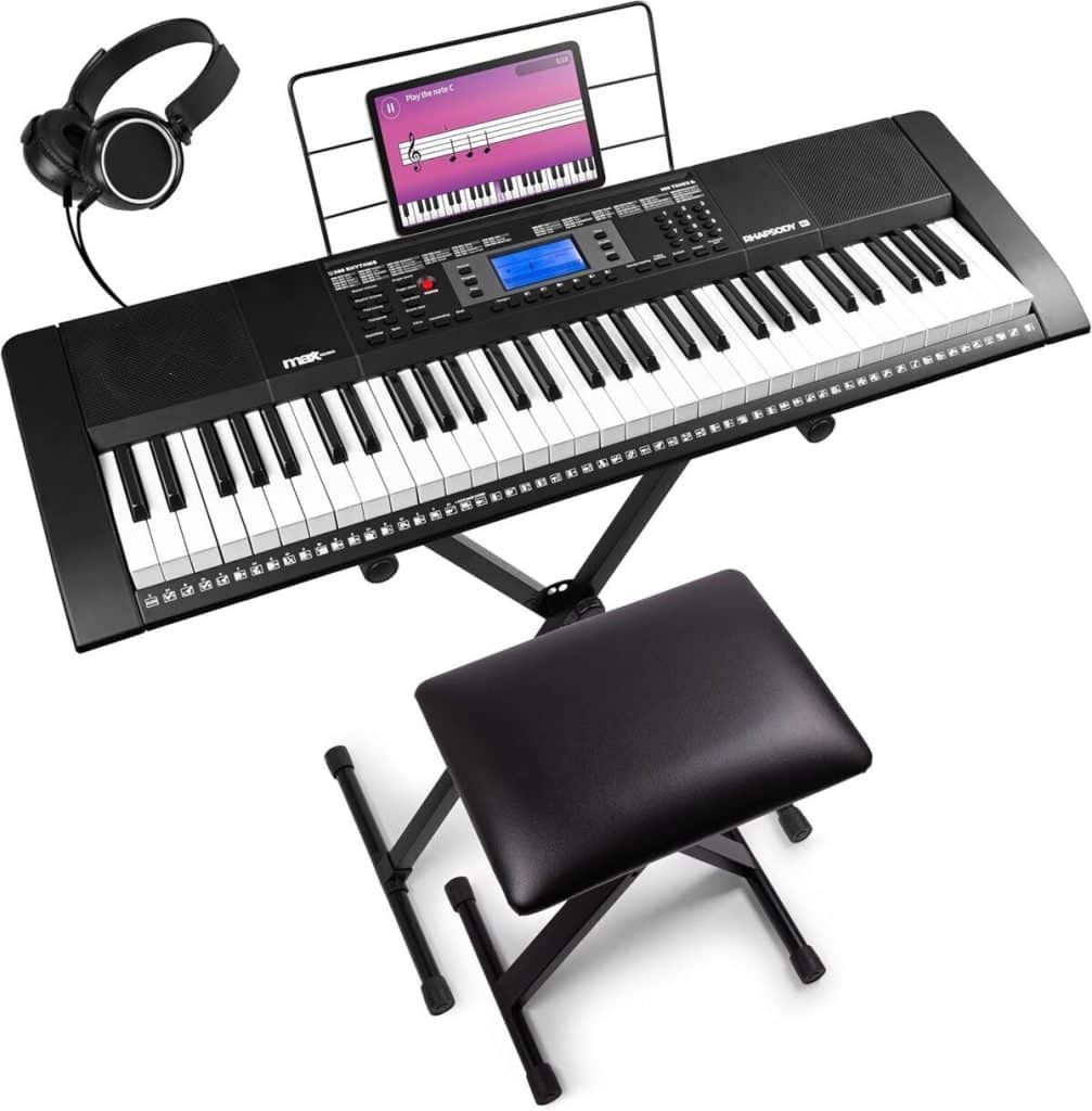 Test du clavier électronique Max Rhapsody61 : un pack complet pour débutants
